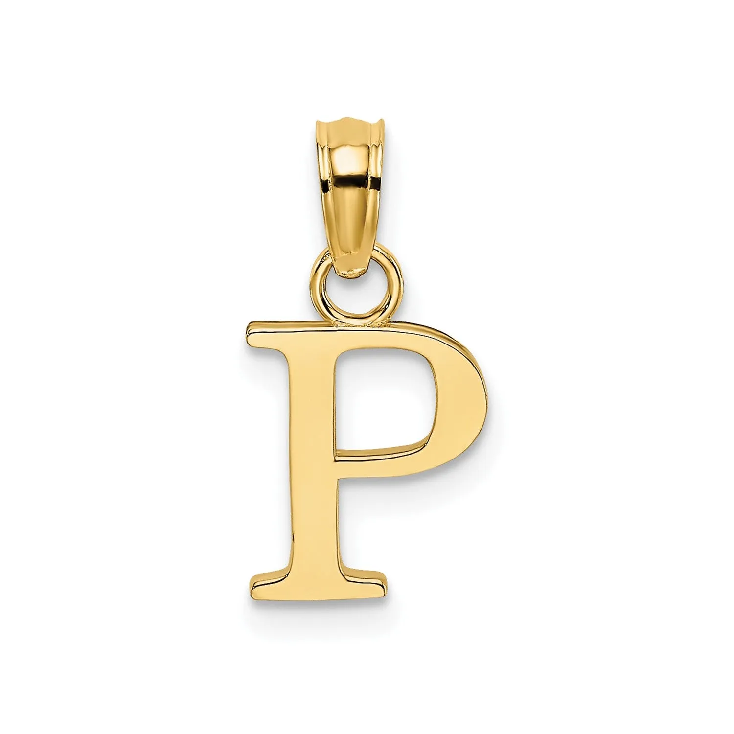 Solid 14K Gold Polished Block Initial Letter Pendants, 12x10mm