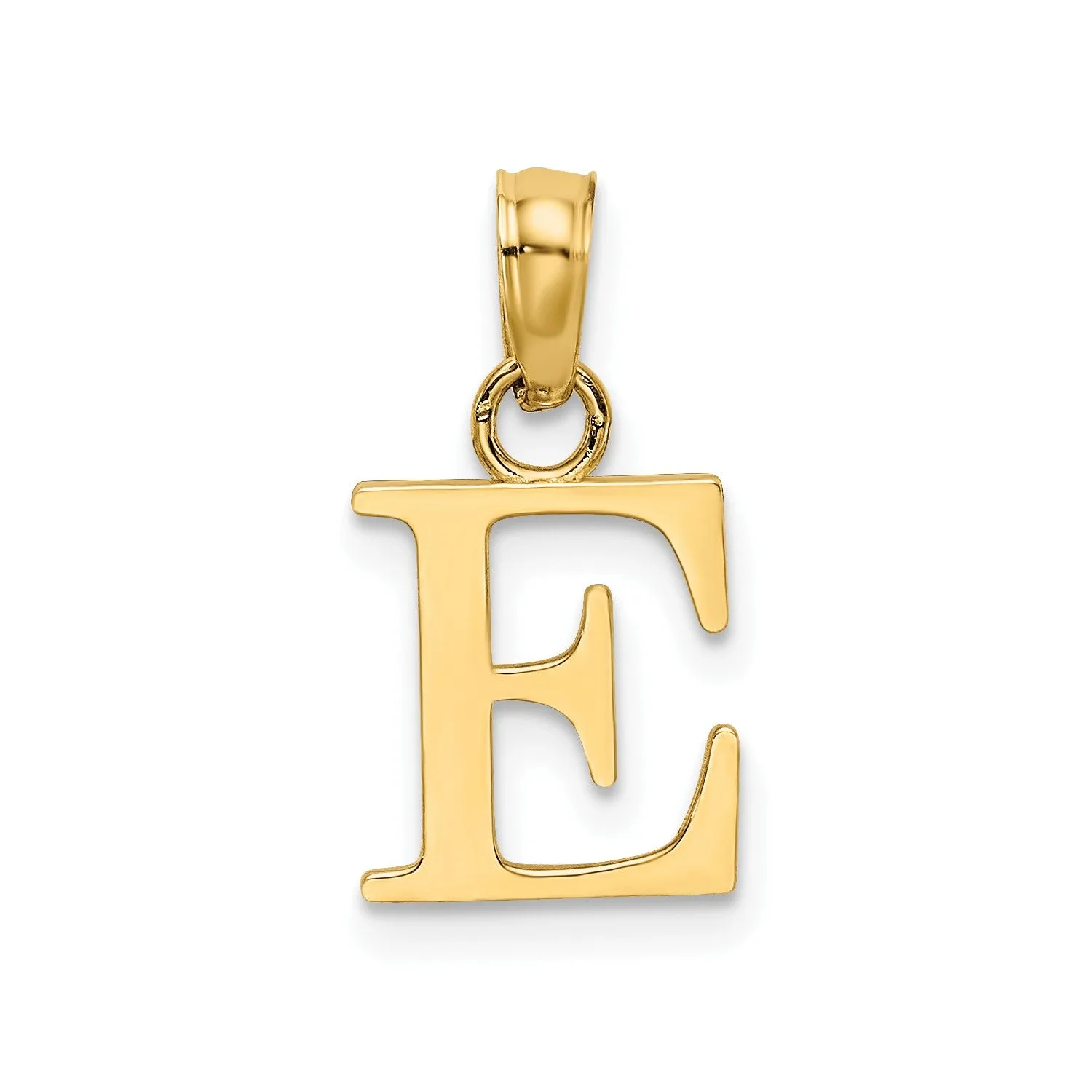 Solid 14K Gold Polished Block Initial Letter Pendants, 12x10mm