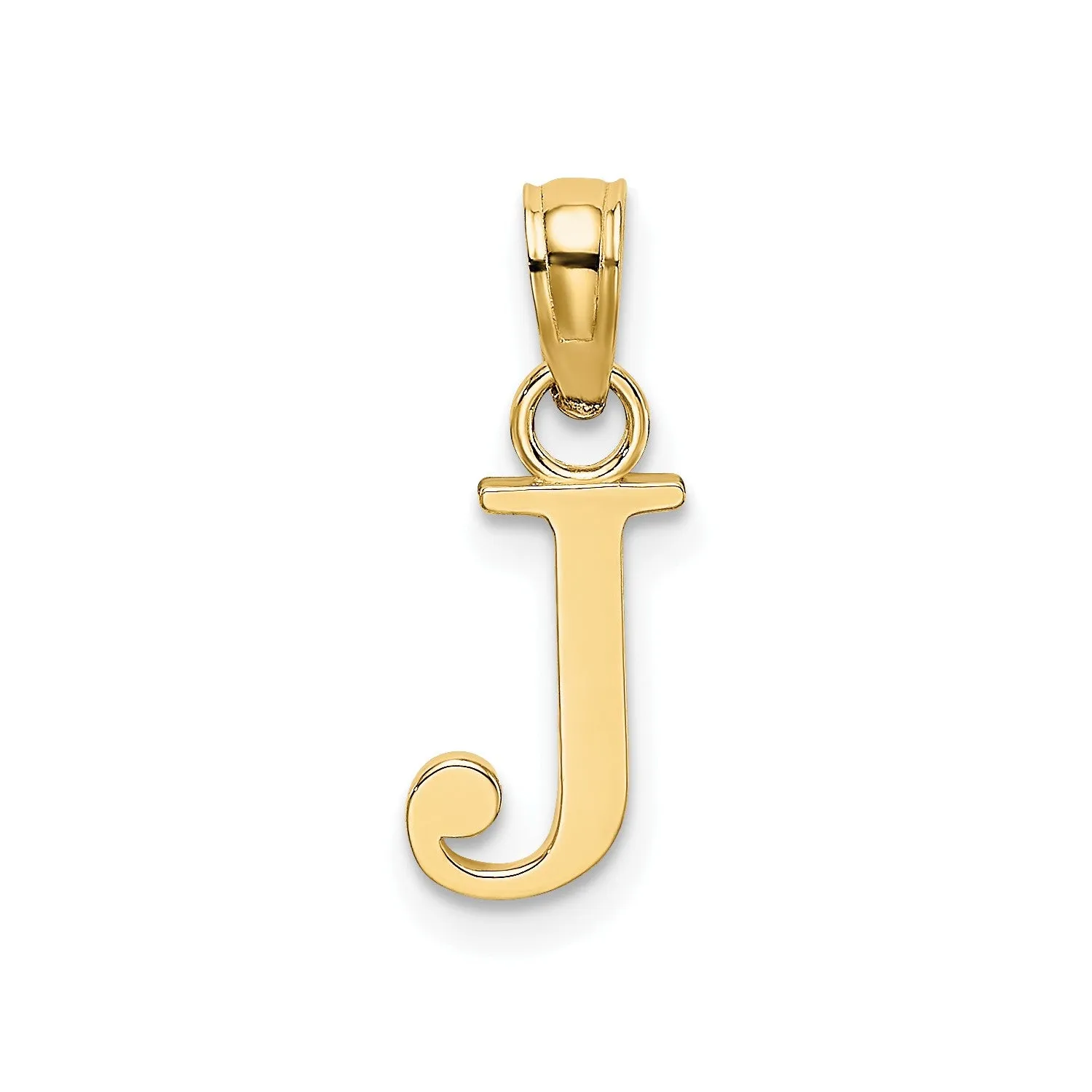 Solid 14K Gold Polished Block Initial Letter Pendants, 12x10mm
