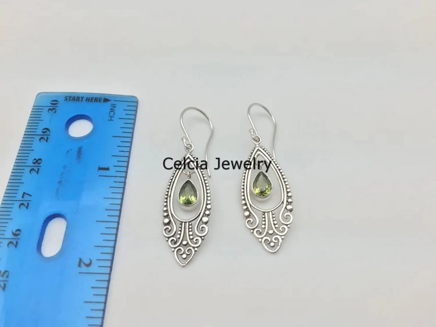 Solid 925 Sterling Silver Dangle Drop Earrings for Women, Green Peridot Natural Gemstone Beautiful Handcrafted August Birthstone Earrings