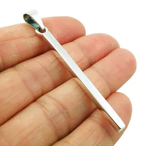 Solid Sterling 925 Silver Long Matchstick Pendant