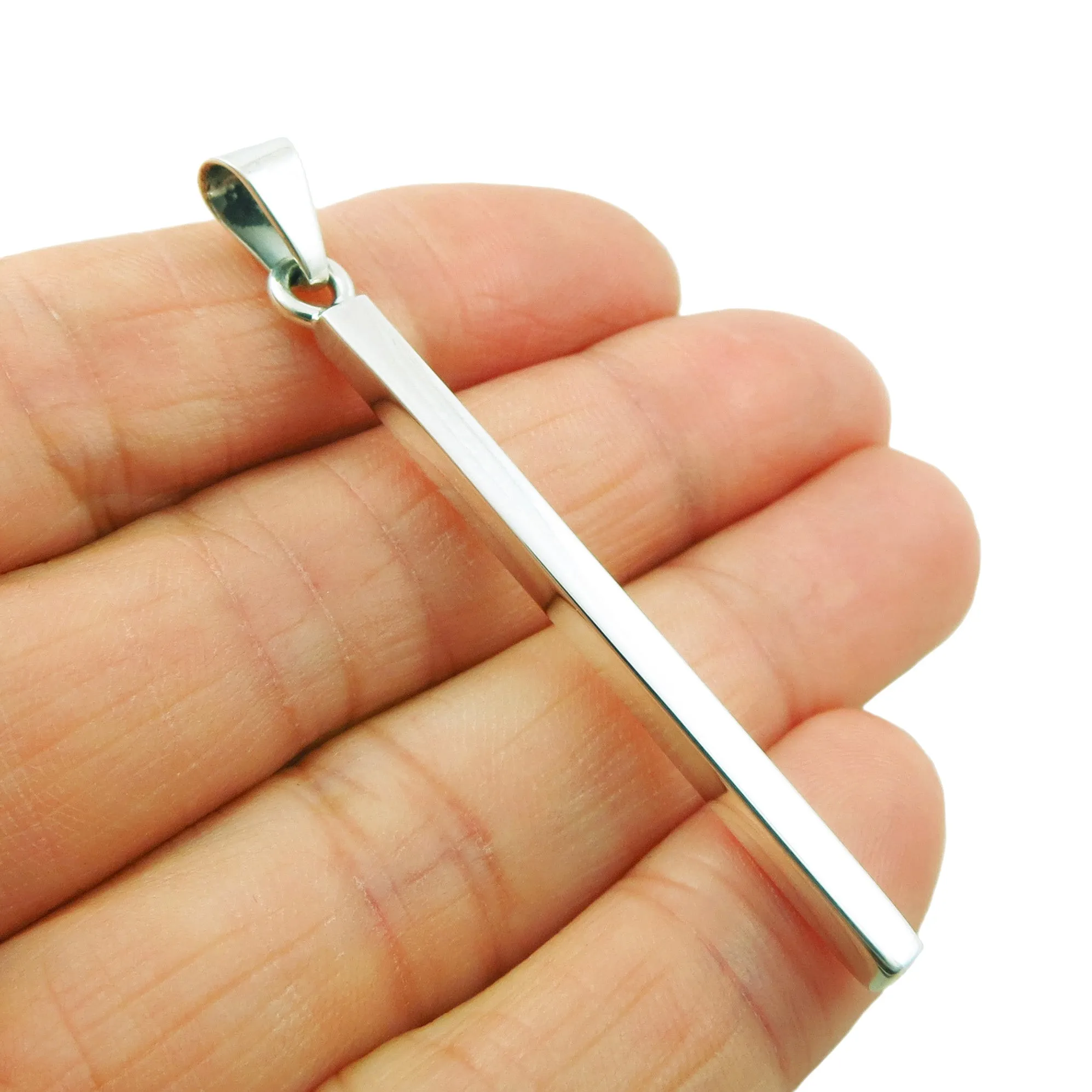 Solid Sterling 925 Silver Long Matchstick Pendant