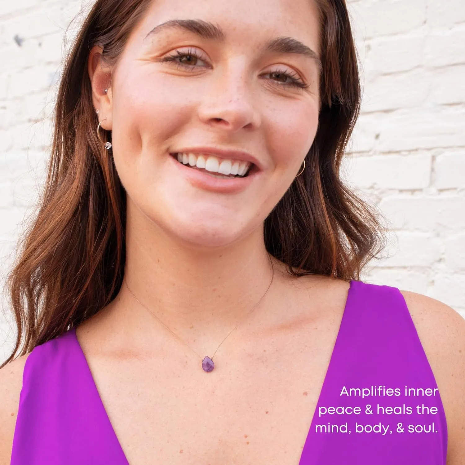 SoulKu Amethyst Luxe Necklace for Healing, Empowerment Jewelry, Handcrafted Necklace For Women, Gift For Mom, Nylon Cord & Sterling Silver Clasp & Extender