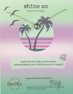 SOULKU Beach Gemstone Necklace, 16-18 Inch Adjustable Length, Nylon Cord & Stainless Steel Hardware, Handmade Waterproof Necklace