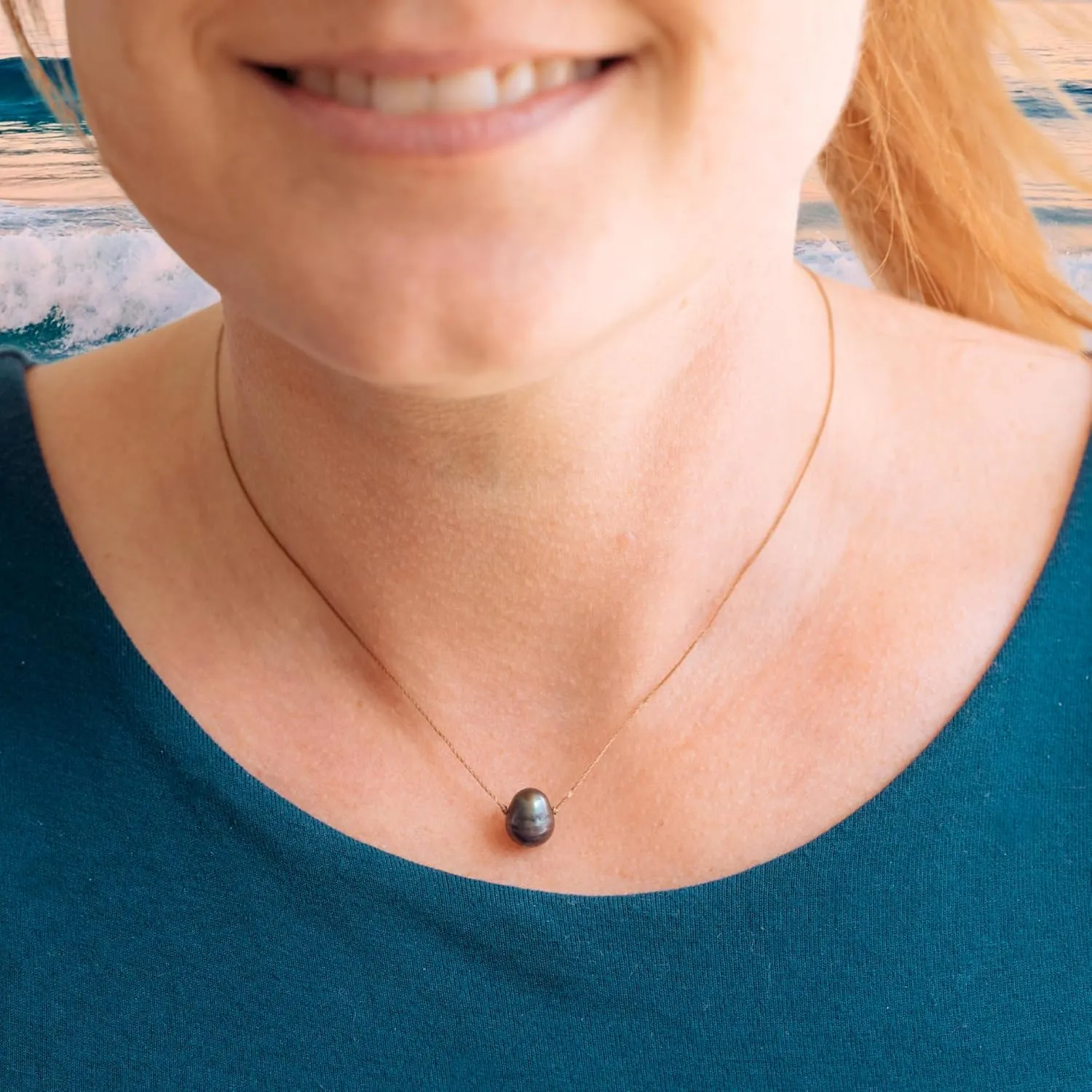 SOULKU Beach Gemstone Necklace, 16-18 Inch Adjustable Length, Nylon Cord & Stainless Steel Hardware, Handmade Waterproof Necklace