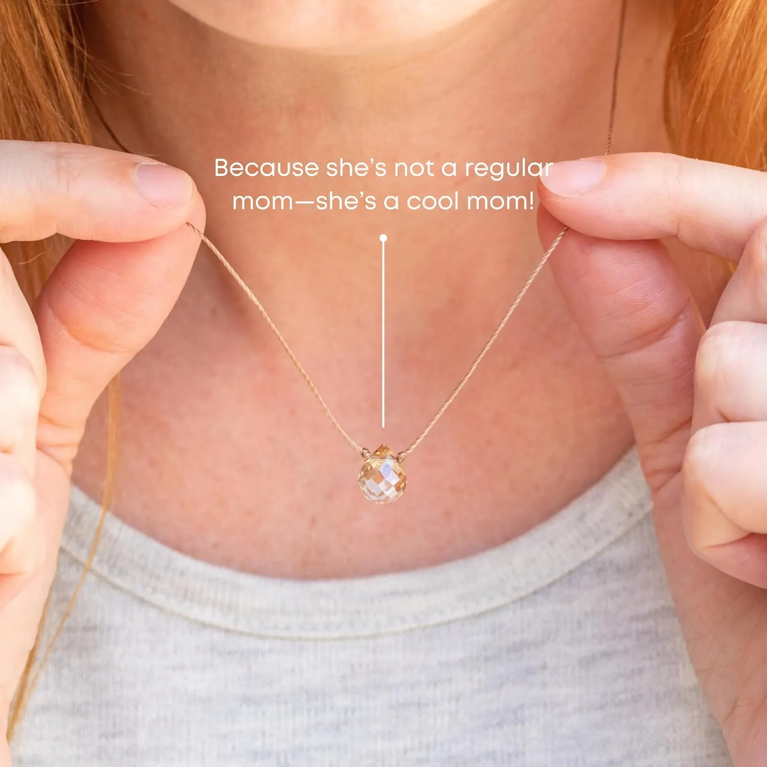 SOULKU Mystic Crystal Necklace - Mother's Day Gifts - Birthday Gift for Mom - Necklaces for Women with Nylon Cord and 18k Gold Plated Stainless Steel Lobster Clasp