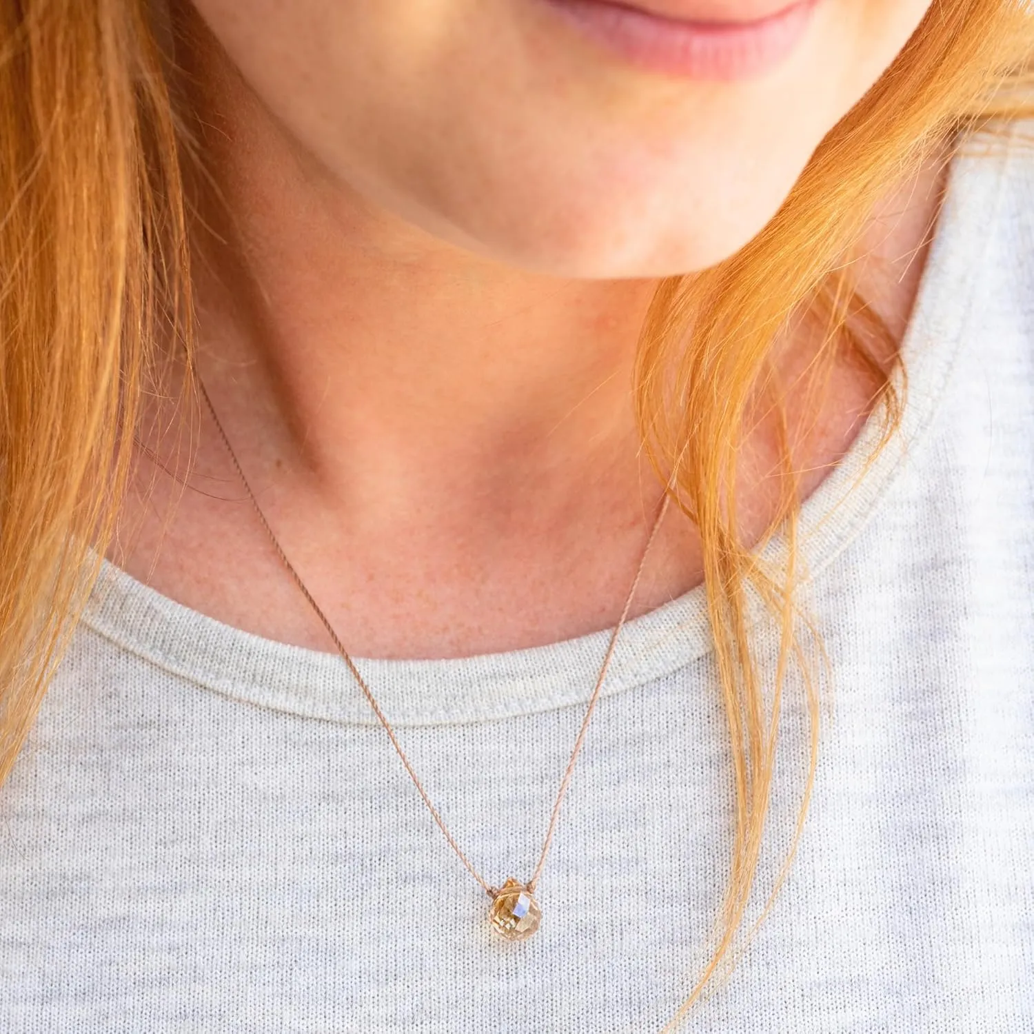 SOULKU Mystic Crystal Necklace - Mother's Day Gifts - Birthday Gift for Mom - Necklaces for Women with Nylon Cord and 18k Gold Plated Stainless Steel Lobster Clasp