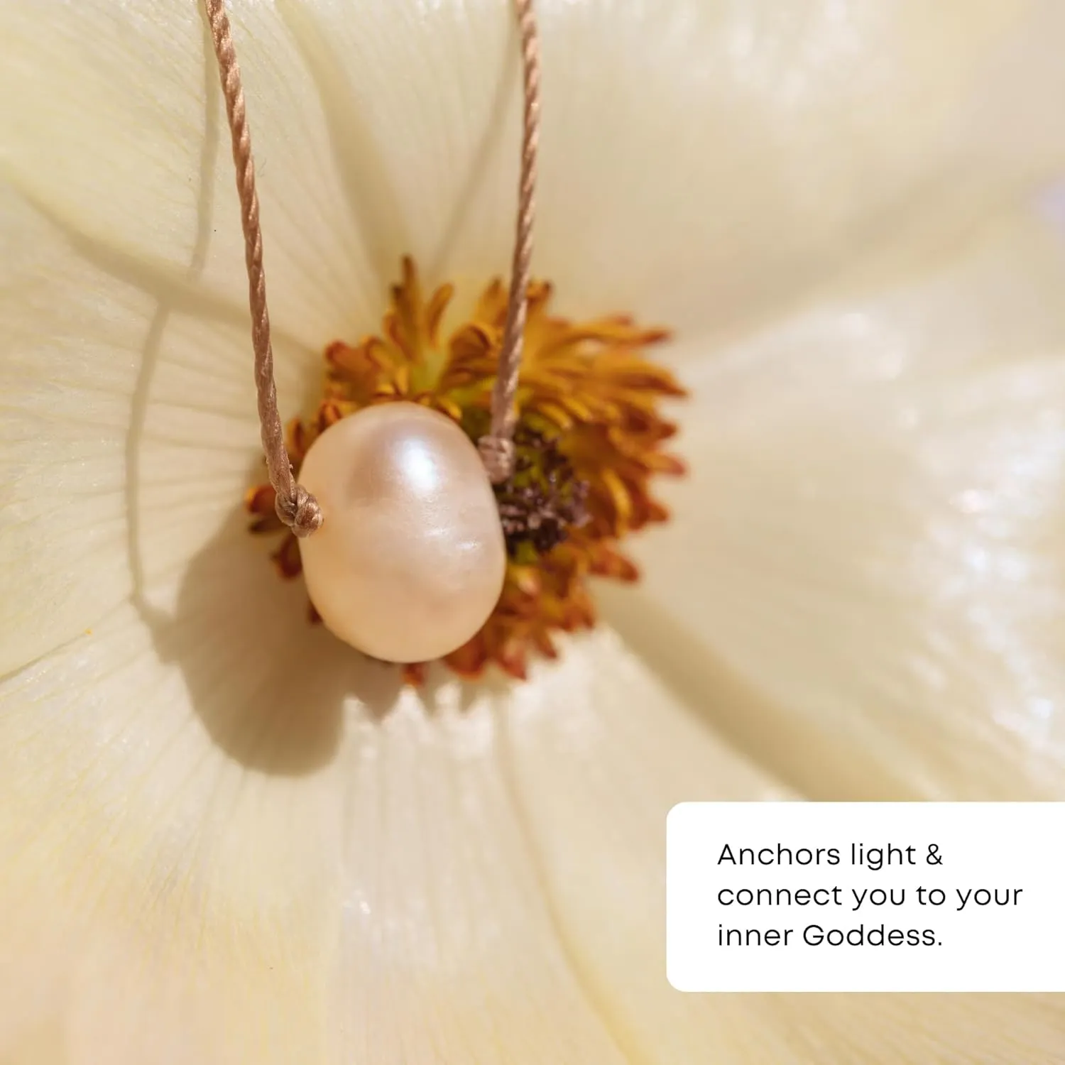 SoulKu Pearl Soul Full of Light Necklace for Goddess, Handcrafted Empowering Necklace, Inspirational Jewelry For Women, Nylon Cord & Stainless Steel Lobster Clasp & Extender