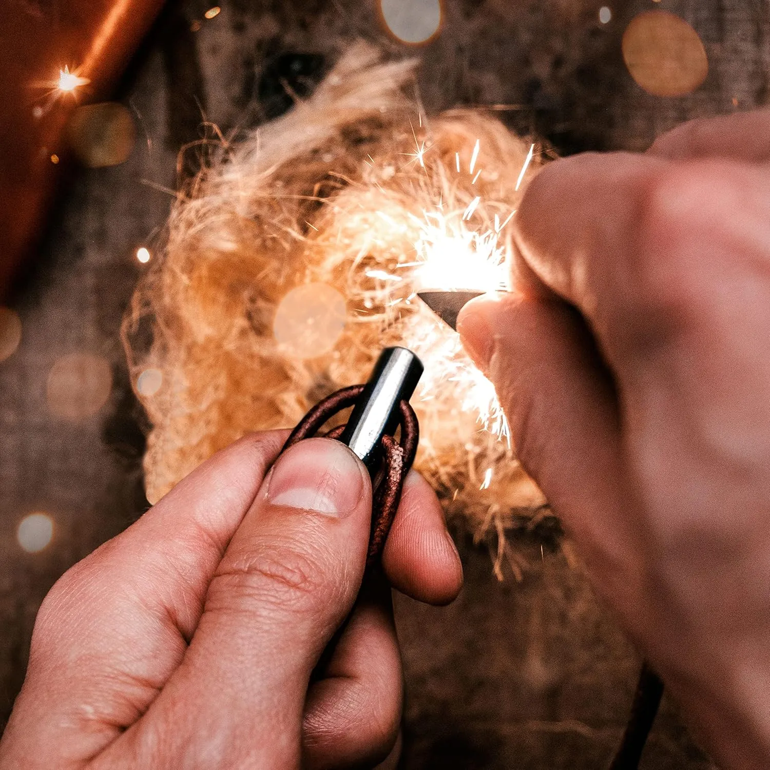 Spark Necklace Fire Starter Necklace for Outdoors | Zirconia & Ferrocerium Pendant | Proudly Handcrafted in USA (Zirconia Black, Waypoint)