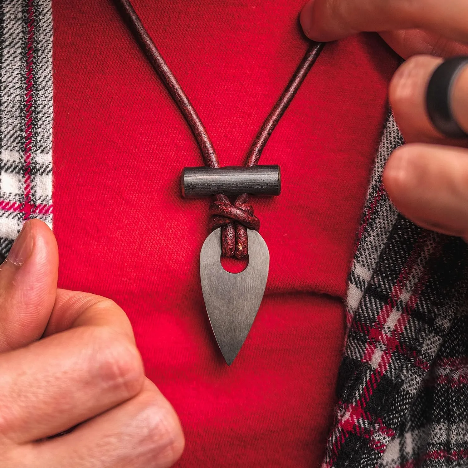 Spark Necklace Fire Starter Necklace for Outdoors | Zirconia & Ferrocerium Pendant | Proudly Handcrafted in USA (Zirconia Black, Waypoint)