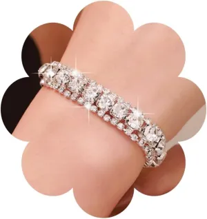 Sparkly Rhinestone Tennis Bracelets for Women Crystal Wedding Chain Bracelet Bridal Costume Party Prom Jewelry Valentine Mother Gift