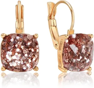 Sparkly Square Earrings for Women - Colorful Leverback Dangle Earrings for Women, Large Glitter Statement Earrings