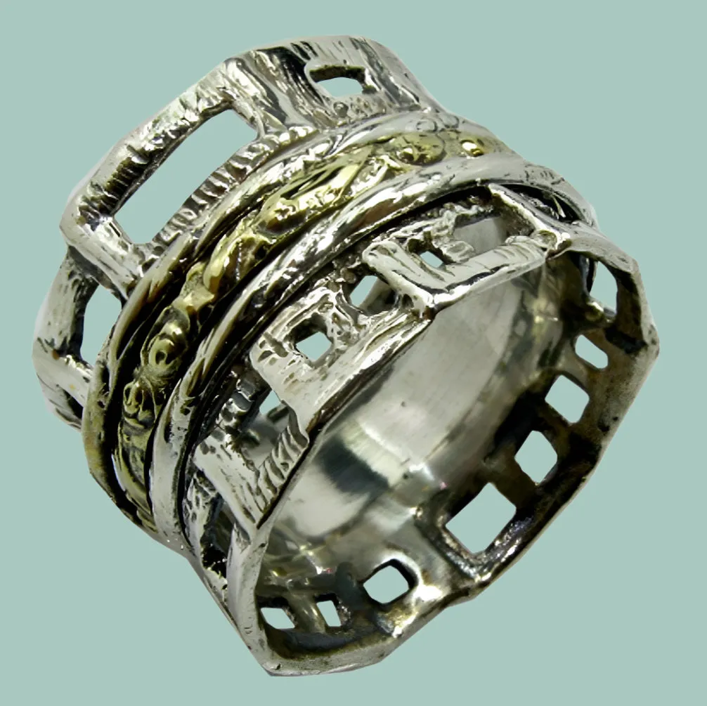 Spinner Ring Romantic Rings silver gold spinner rings Israeli Meditation rings for Man