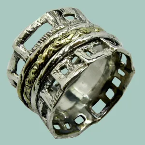Spinner Ring Romantic Rings silver gold spinner rings Israeli Meditation rings for Man