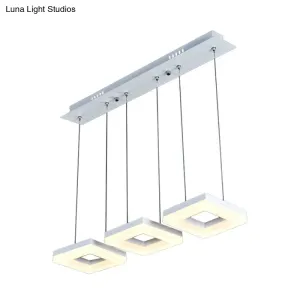 Square Minimalist Pendant Light with Multi-Light Acrylic Heads - Black/White LED, Warm/White Glow