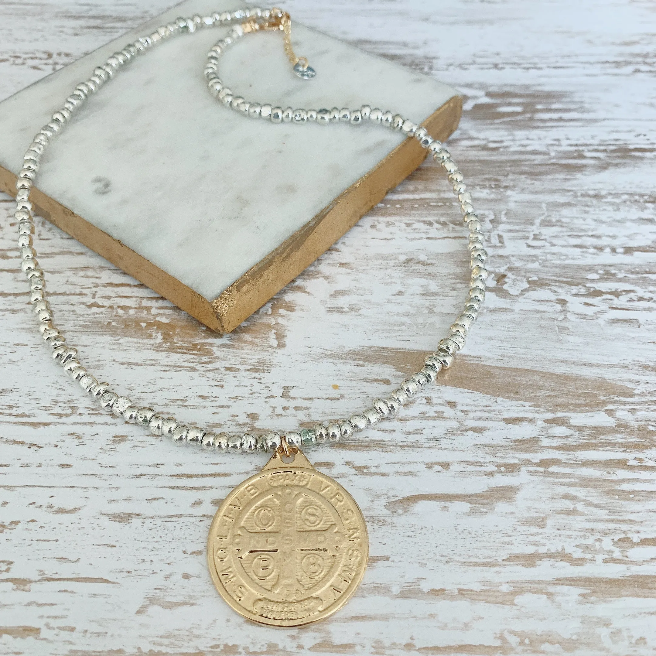 St Benedict medallion Beaded necklace