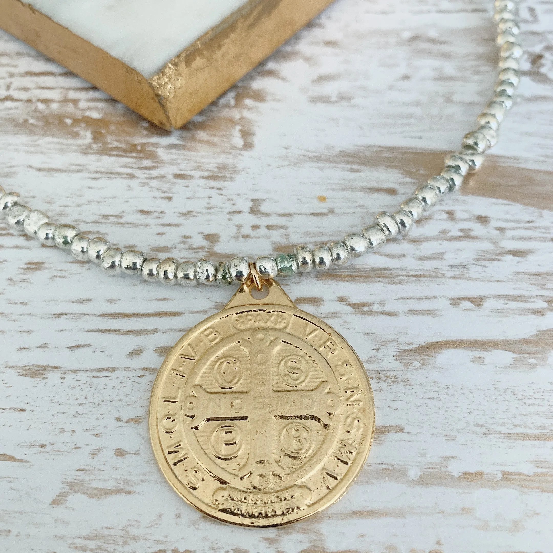 St Benedict medallion Beaded necklace