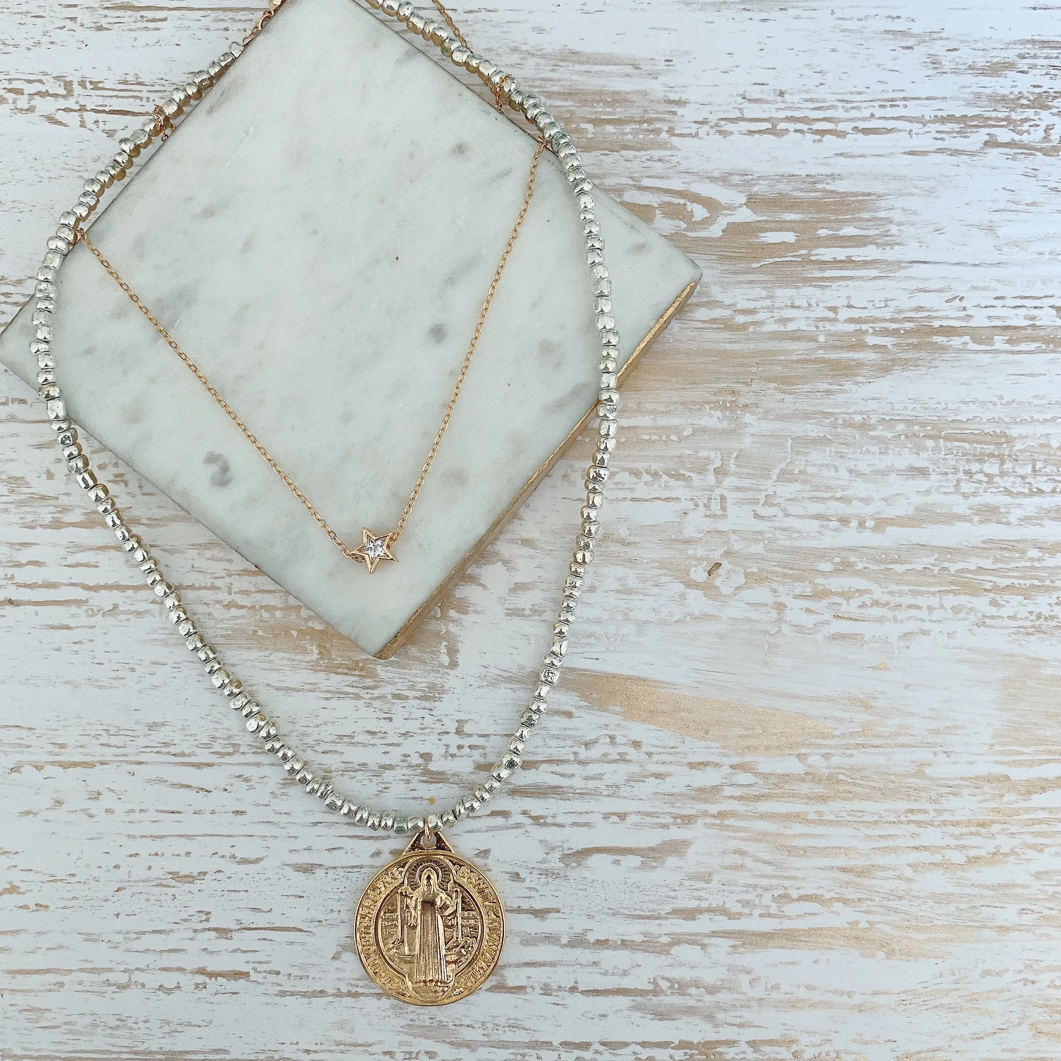 St Benedict medallion Beaded necklace