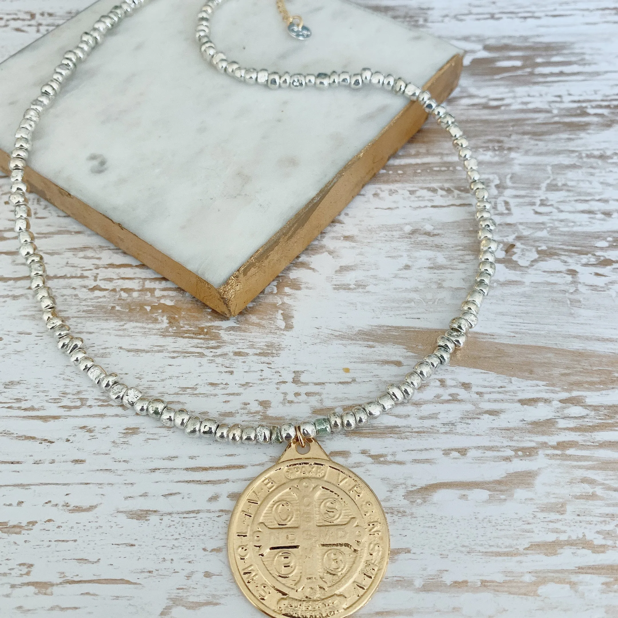St Benedict medallion Beaded necklace