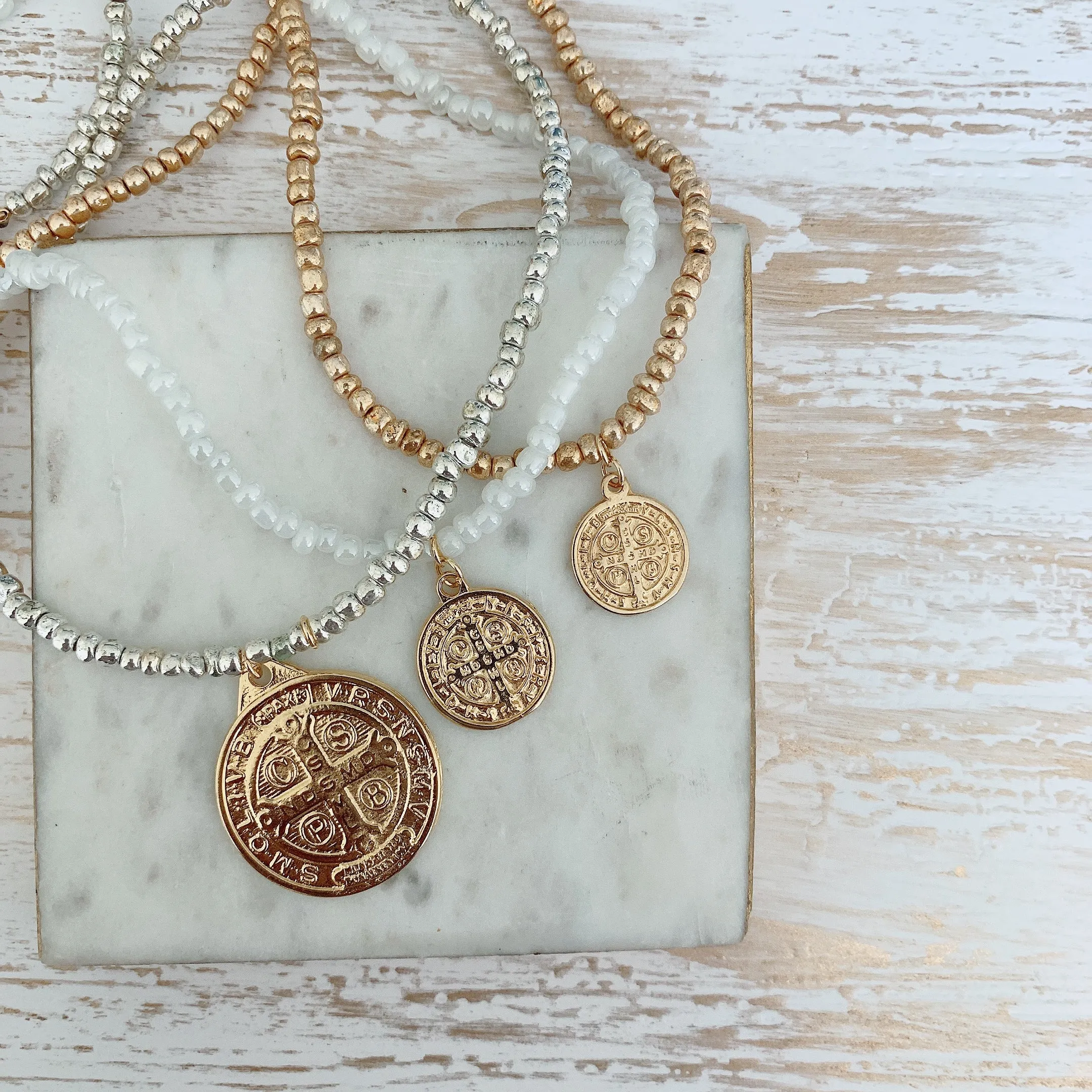St Benedict medallion Beaded necklace