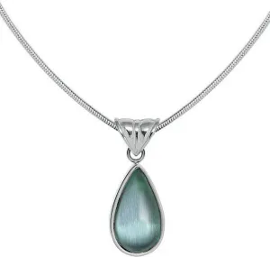 Stainless Steel Water Drop Style Immitation Jade Wedding Statement Pendant Necklace