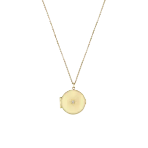 Star Set Diamond Round Locket in Yellow Gold