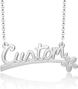 Stephanie Name Necklace Personalized Nameplate Custom Flower Pendant 925 Sterling Silver