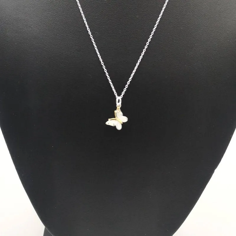 Sterling Silver 9ct Gold Plated Butterfly Pendant