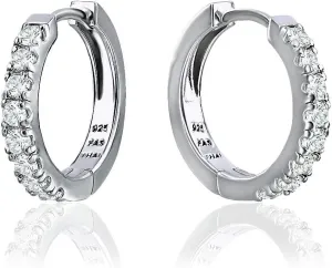 Sterling Silver CZ Cubic Zirconia Ear Cuff Hinged Huggie Hoop Earrings for Women 17mm Diameter