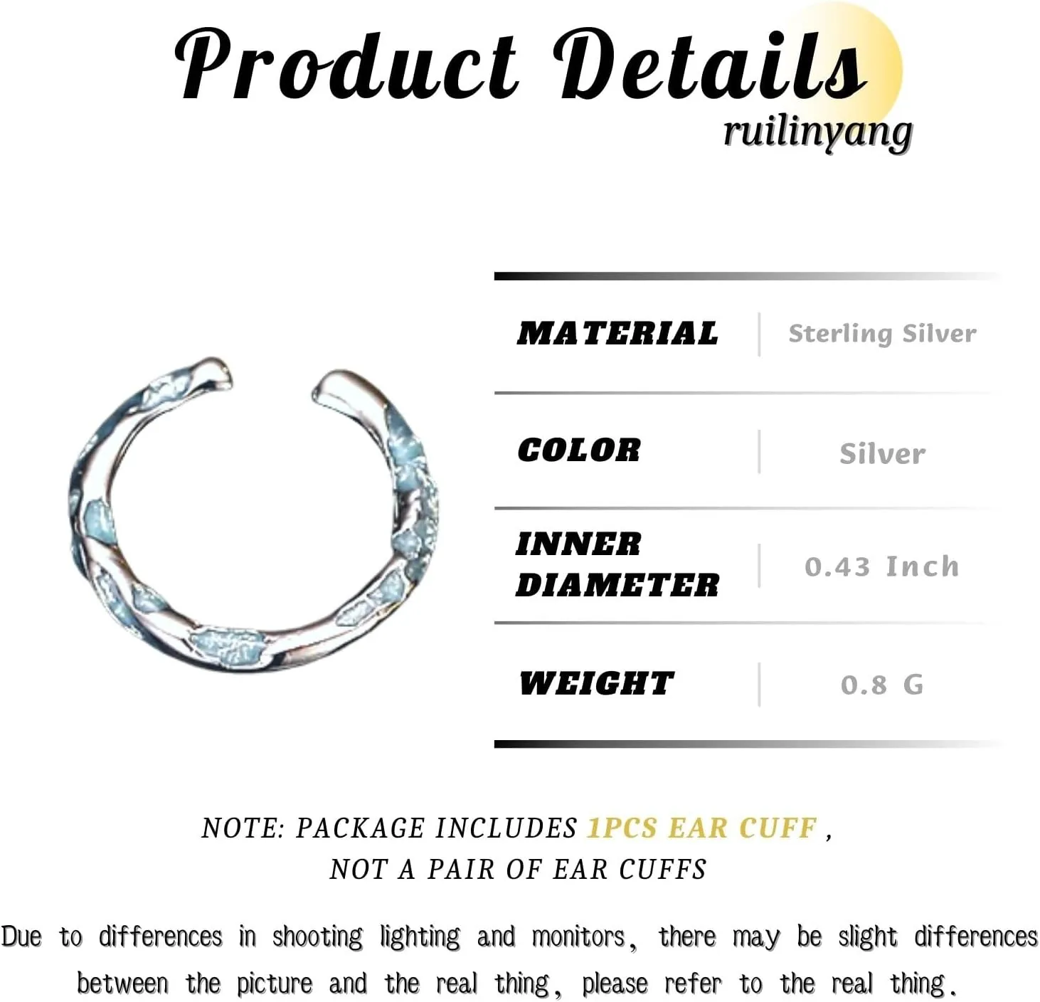 Sterling Silver Ear Cuff for Women, Simple No Piercing Ear Clip, Minimalist Fake Earrings, Simple Ear Cartilage Clip