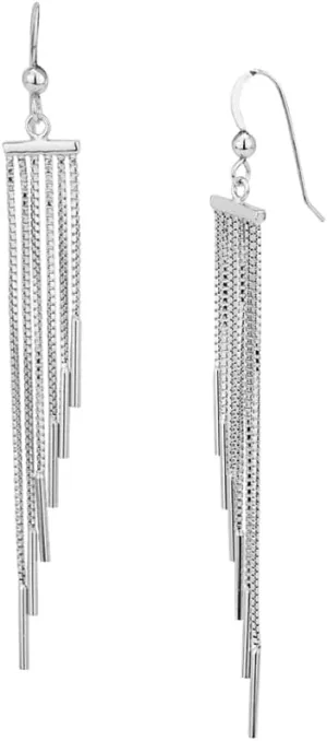 Sterling Silver Jewelry Windchime Tassel Earring with Rhodium Plating for Women-Handcrafted and Light-weighted