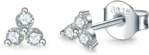 Sterling Silver Stud Earrings for Women Men, 1 Pair Flower Cubic Zirconia Stud Earrings | Small Cartilage CZ Hypoallergenic Tragus Piercing Earrings for Teens 4mm