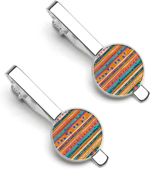 Stripe Bohemia Men's Tie Clip Round Tie Bar Tie Tack Pins Personalized Tie Clasp Jewelry Accessories