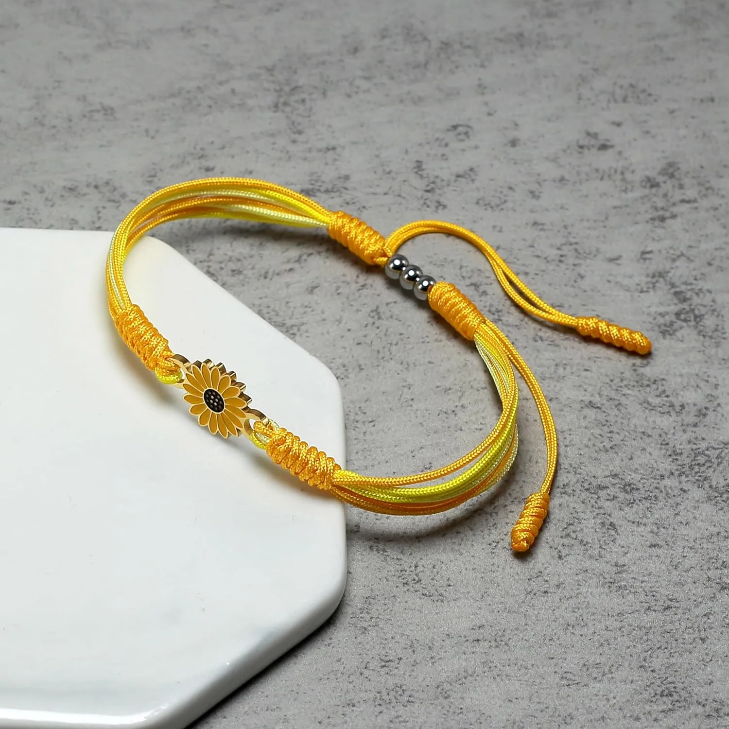 Sunflower String Bracelet, Tibetan Lucky and Protection Bracelet, Inspirational Gift, Surfer Wrist Wrap Bracelet for Men, Women, Friendship (Sunflower)