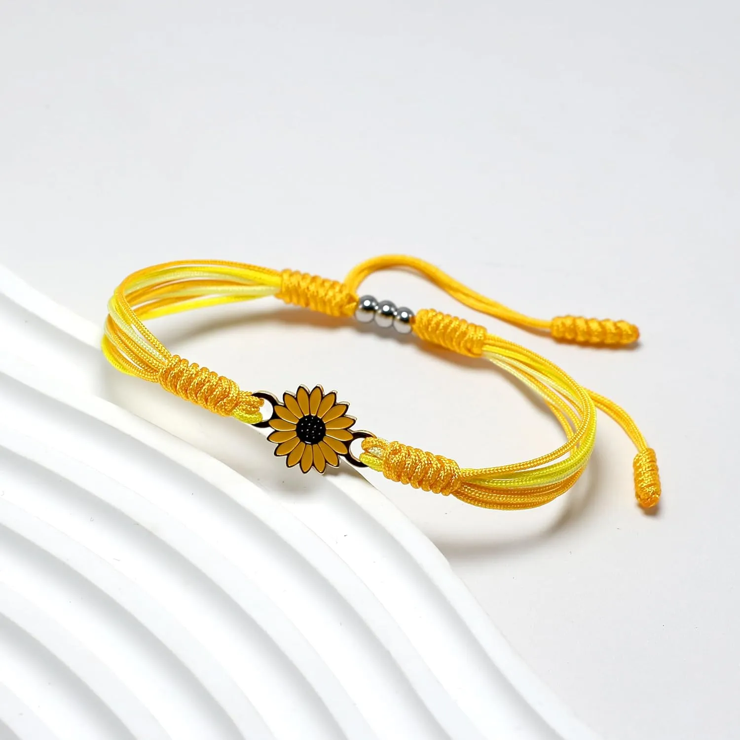 Sunflower String Bracelet, Tibetan Lucky and Protection Bracelet, Inspirational Gift, Surfer Wrist Wrap Bracelet for Men, Women, Friendship (Sunflower)