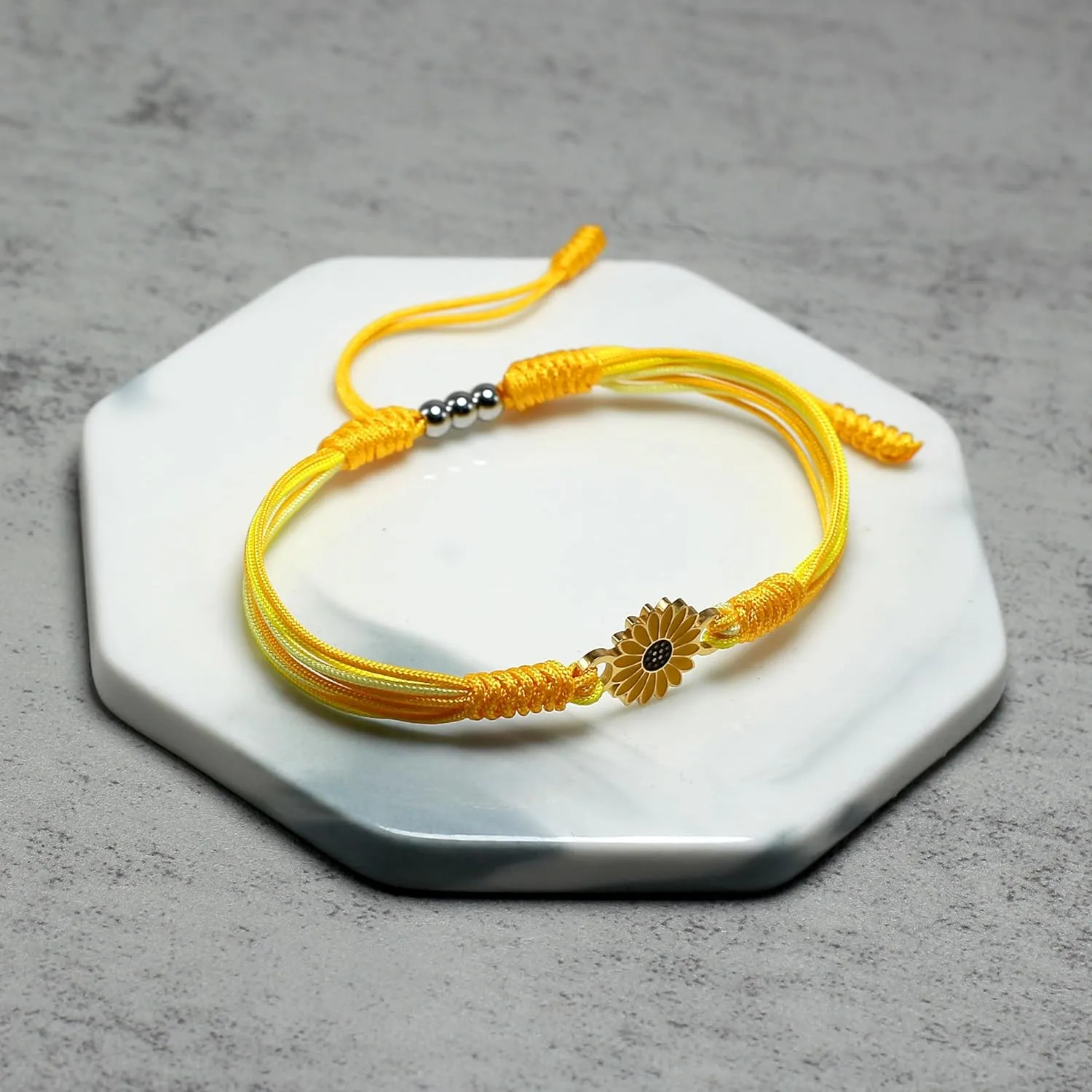 Sunflower String Bracelet, Tibetan Lucky and Protection Bracelet, Inspirational Gift, Surfer Wrist Wrap Bracelet for Men, Women, Friendship (Sunflower)