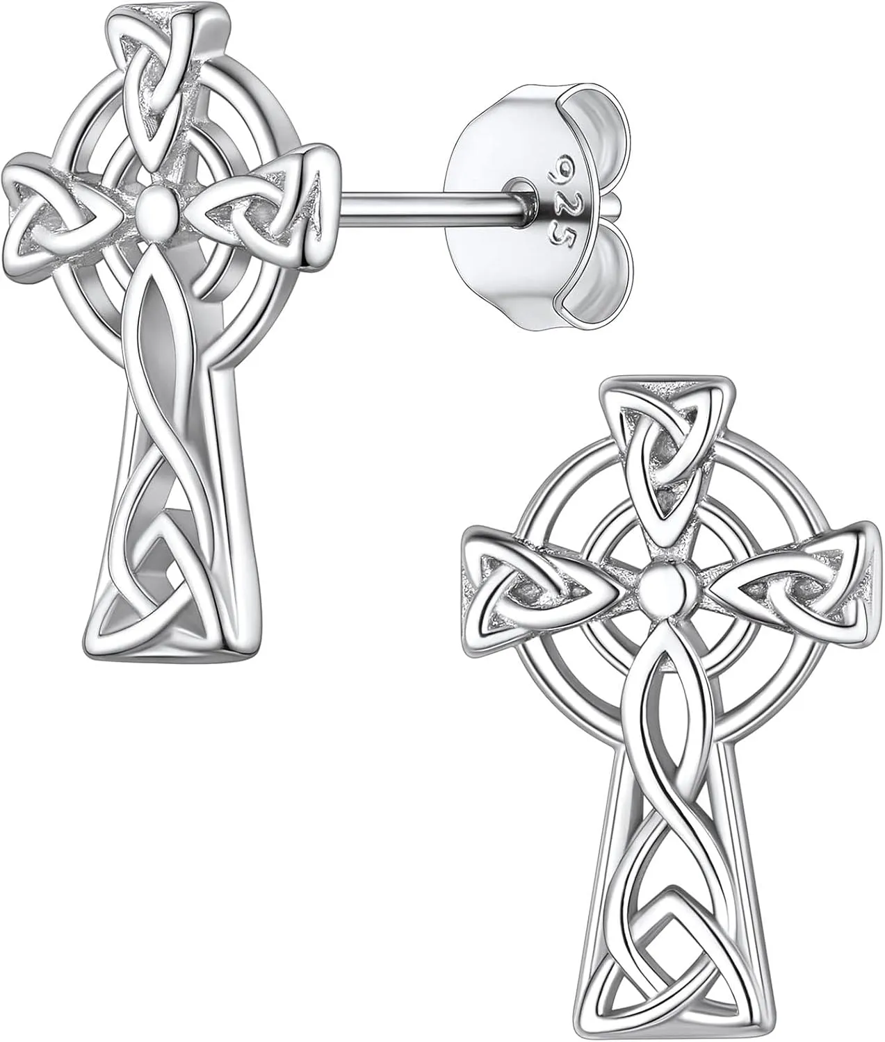 Suplight Dainty Tiny 925 Stelring Silver Good Luck Irish Celtic Knot/Claddagh/Celtic Cross Stud Earring for Women Girls (with Gift Box)