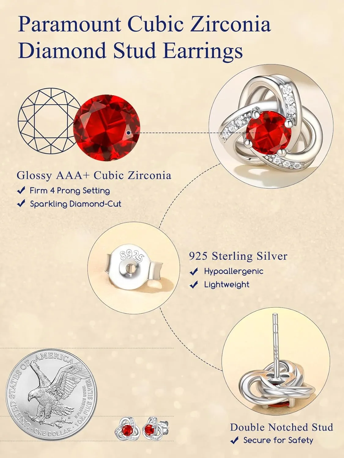 Suplight Love Knot Birthstone Earrings for Women, S925 Sterling Silver Earrings Flat Back Diamond Stud Earrings Christmas Gifts for Women Emerald Sapphire Earrings Birthday Gifts for Women Wife Mom