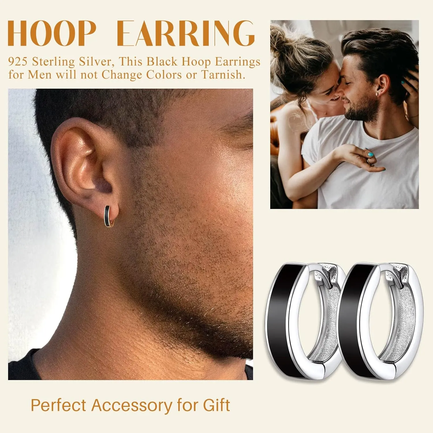 Suplight Vintage 10mm Cuban Chain/Skull Skeleton/Infinity Symbol Hoop Earrings, 925 Sterling Silver/Black Plated Huggie Hoop Earrings for Men Women (with Gift Box)