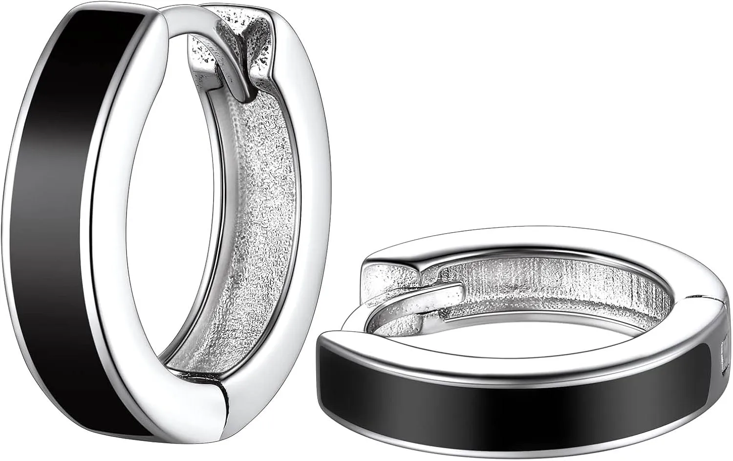 Suplight Vintage 10mm Cuban Chain/Skull Skeleton/Infinity Symbol Hoop Earrings, 925 Sterling Silver/Black Plated Huggie Hoop Earrings for Men Women (with Gift Box)