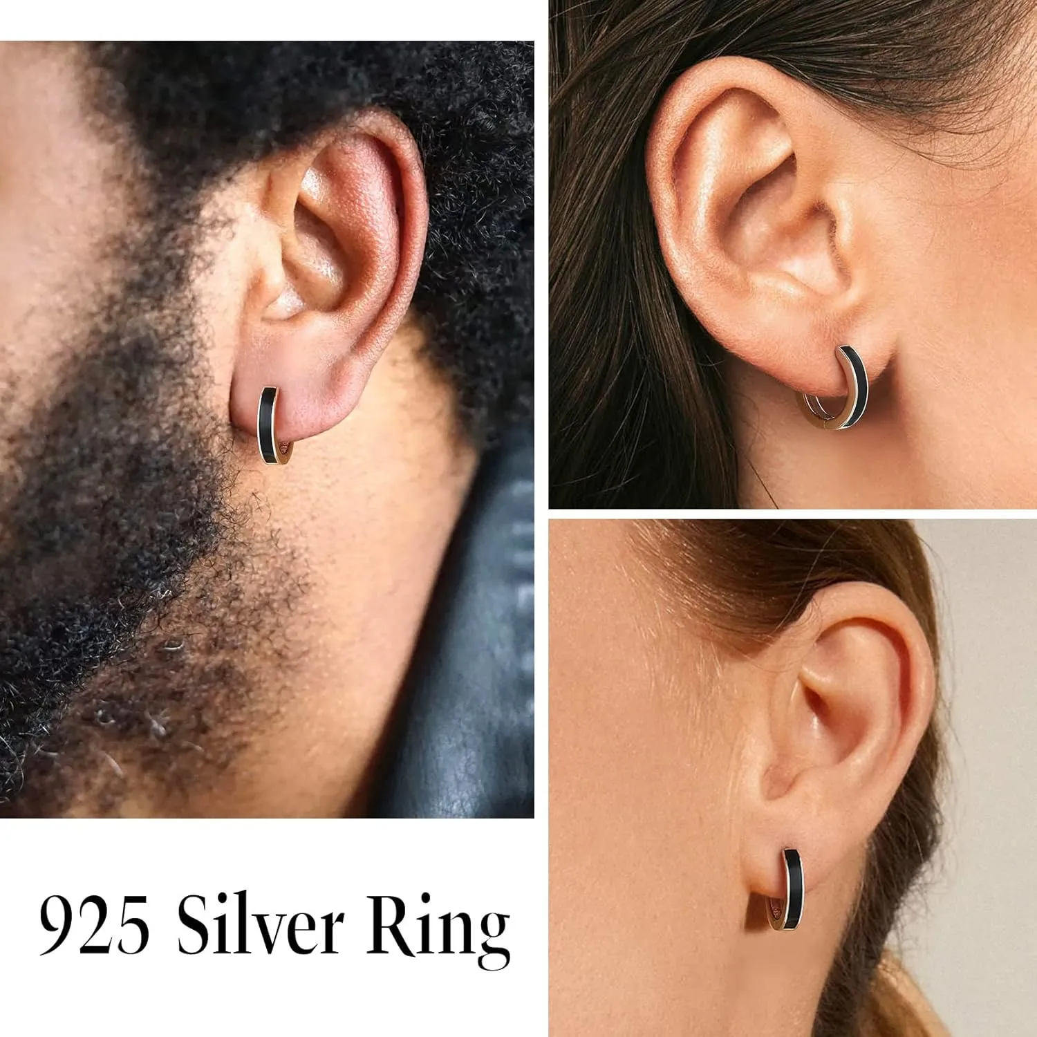 Suplight Vintage 10mm Cuban Chain/Skull Skeleton/Infinity Symbol Hoop Earrings, 925 Sterling Silver/Black Plated Huggie Hoop Earrings for Men Women (with Gift Box)