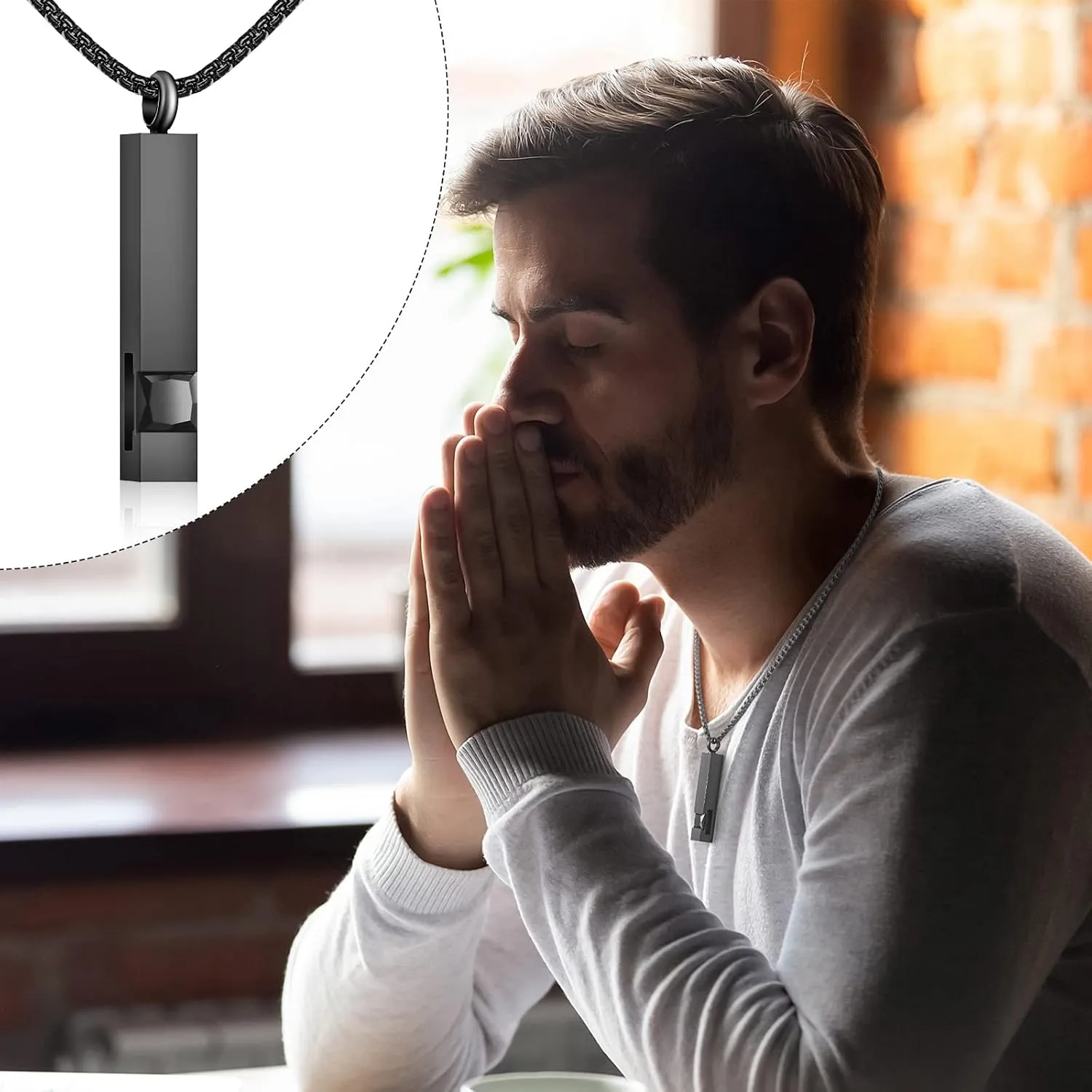 Sureio Cremation Urn Necklace for Ashes for Men Women Mom Memorial Stainless Steel with CZ Necklace Urn Locket Ashes Keepsake Cremation Jewelry