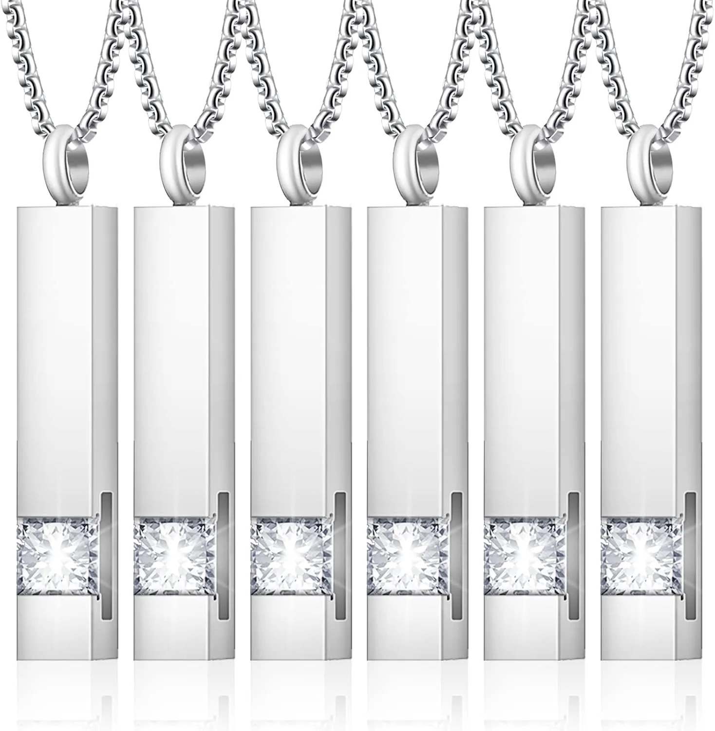 Sureio Cremation Urn Necklace for Ashes for Men Women Mom Memorial Stainless Steel with CZ Necklace Urn Locket Ashes Keepsake Cremation Jewelry