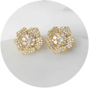 SWEETV Cubic Zirconia Flower Stud Earrings for Women Hypoallergenic Fashion Jewelry, Wedding Bridal Earrings for Brides, Bridesmaids Prom Formal Party