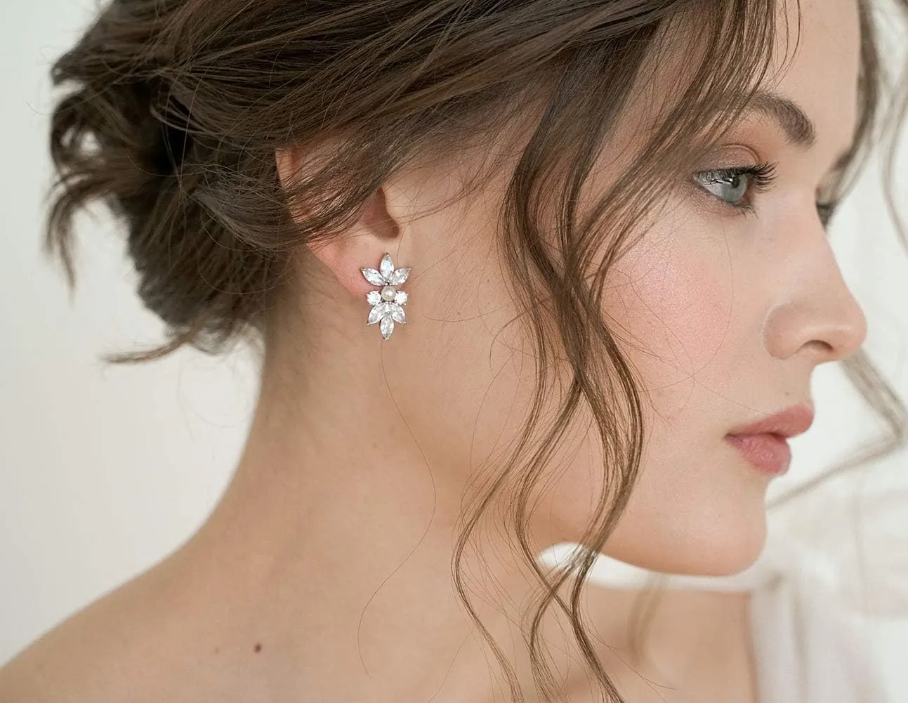 SWEETV Marquise Cubic Zirconia Wedding Bridal Stud Earrings for Brides Bridesmaids, Crystal Pearl Rhinestone Stud Earrings for Women Prom Party Jewelry Gifts