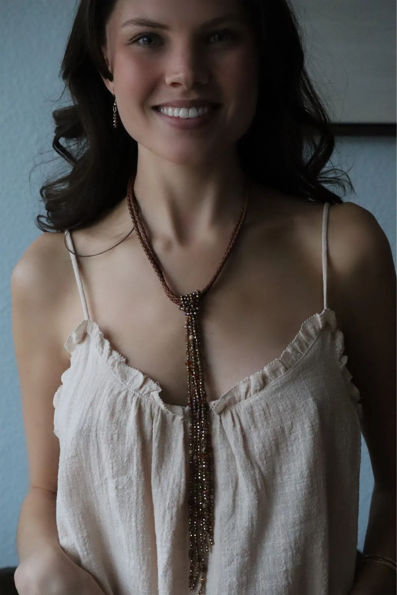 TALLY'S WESTERN BEADED NECKLACE - BROWN