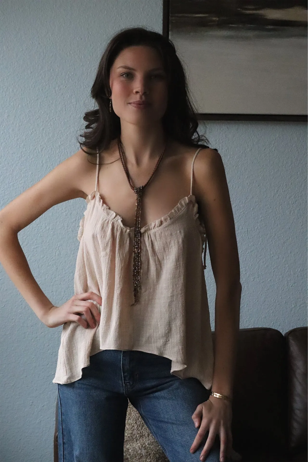 TALLY'S WESTERN BEADED NECKLACE - BROWN