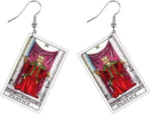 Tarot Card Dangle Earrings Tarot Fortune Acrylic Hook Earrings Astrology Divination Magic Amulet Drop Earrings for Women Teens