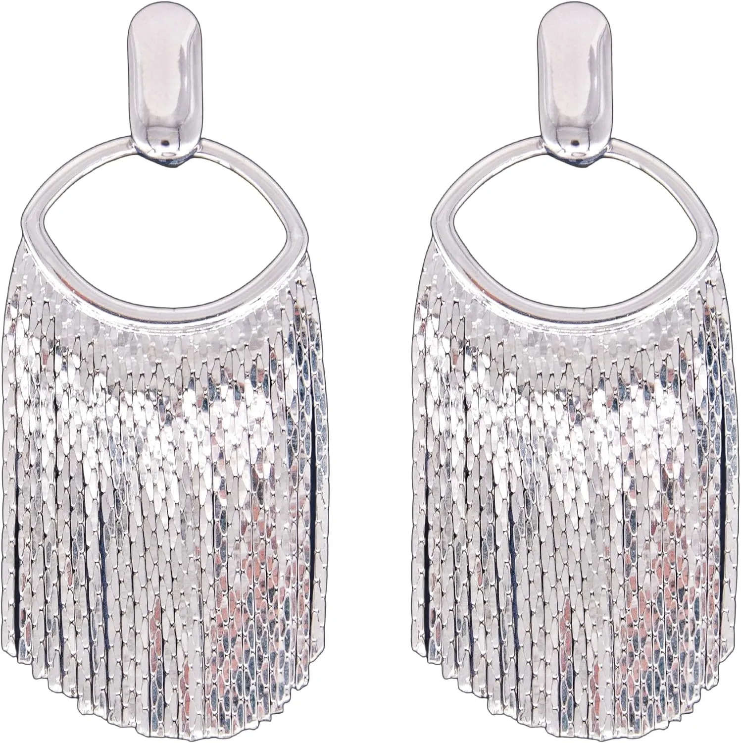 Tassel Earrings for Women Fringe Statement Vintage Style Art Deco Prom Party Silver Plated