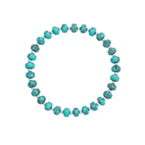 Teachers Appreciation Gift - 925 Sterling Silver Genuine Turquoise Bead Bracelet Charm Authentic Real Western Country Jewelry for Women Anniversary Birthday Beach Summer